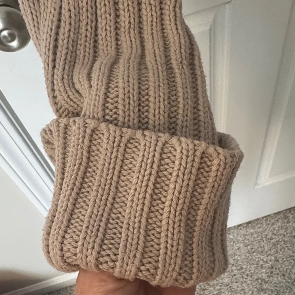 Cotton Candy Taupe Cropped Cowl Neck Sweater